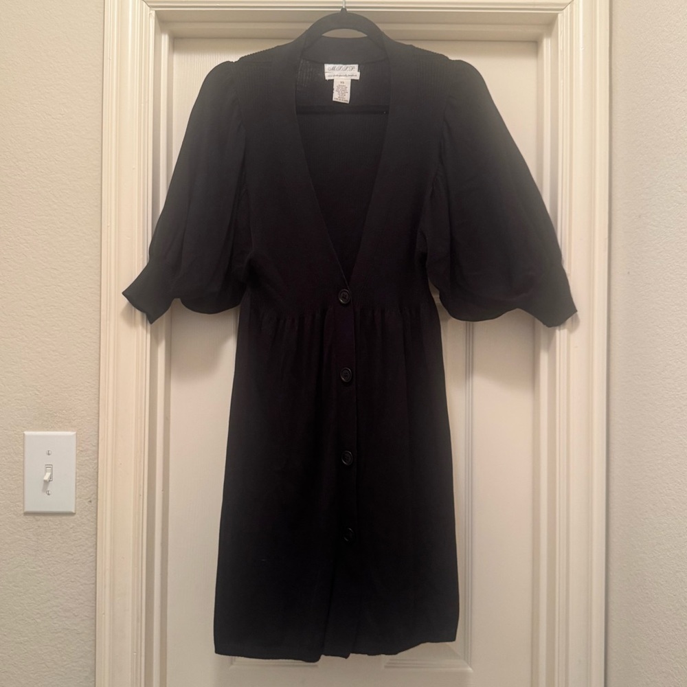 Max Studio Specialty Products Black Puff Short Sleeve Cardigan Size XS